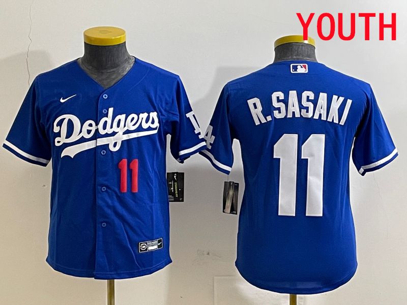 Youth Los Angeles Dodgers #11 R.Sasaki Blue Game 2025 Nike MLB Jersey style 2